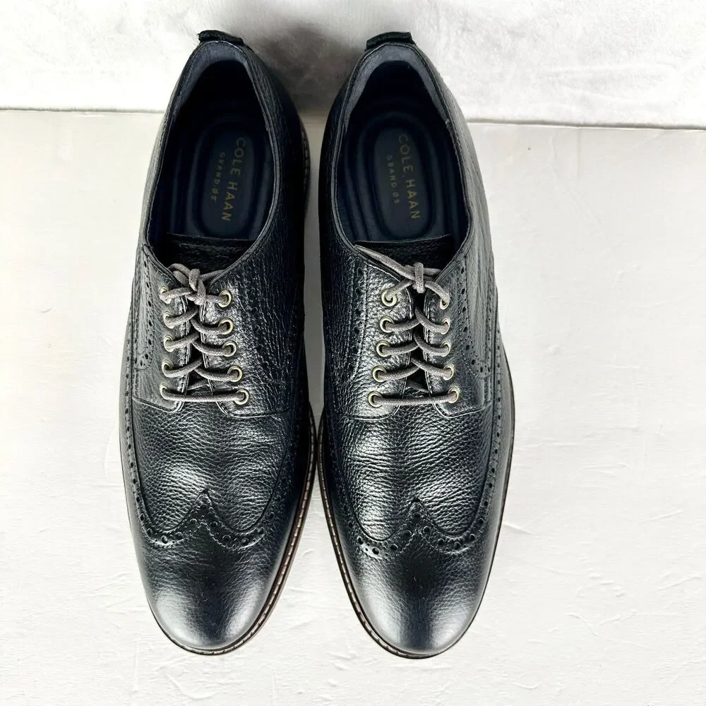 Cole Haan Men's Watson Casual Wigtip Oxford Dress Shoe Size 10 Black EUC Leather